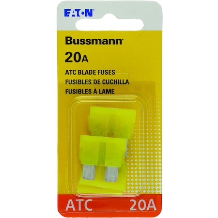 Eaton Bussmann Automotive Fuse, ATC Series, 20A, 32V DC, Non-Indicating, 5 PK BP/ATC-20-RP
